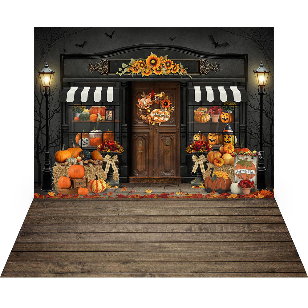 Avezano Halloween Black Cabin 2 pcs Set Backdrop-AVEZANO
